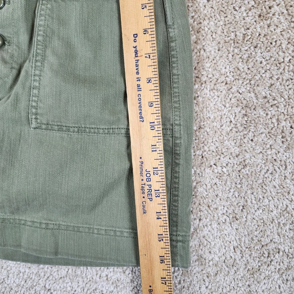 Gap Skirt Button Front Olive Green Cotton‎ Tencel Utility Mini 6